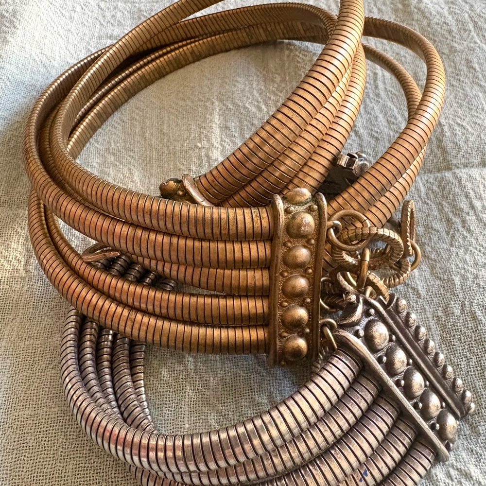 Bronze Coil Bracelet with Chain Detail - Picture 4 of 6